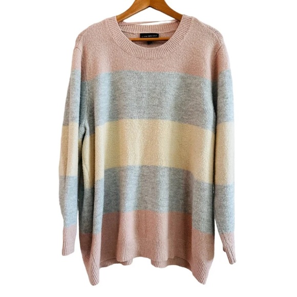 Lane Bryant Pastel Color Block Pullover Long Sleeve Crewneck Sweater size 22/24 - Picture 1 of 7